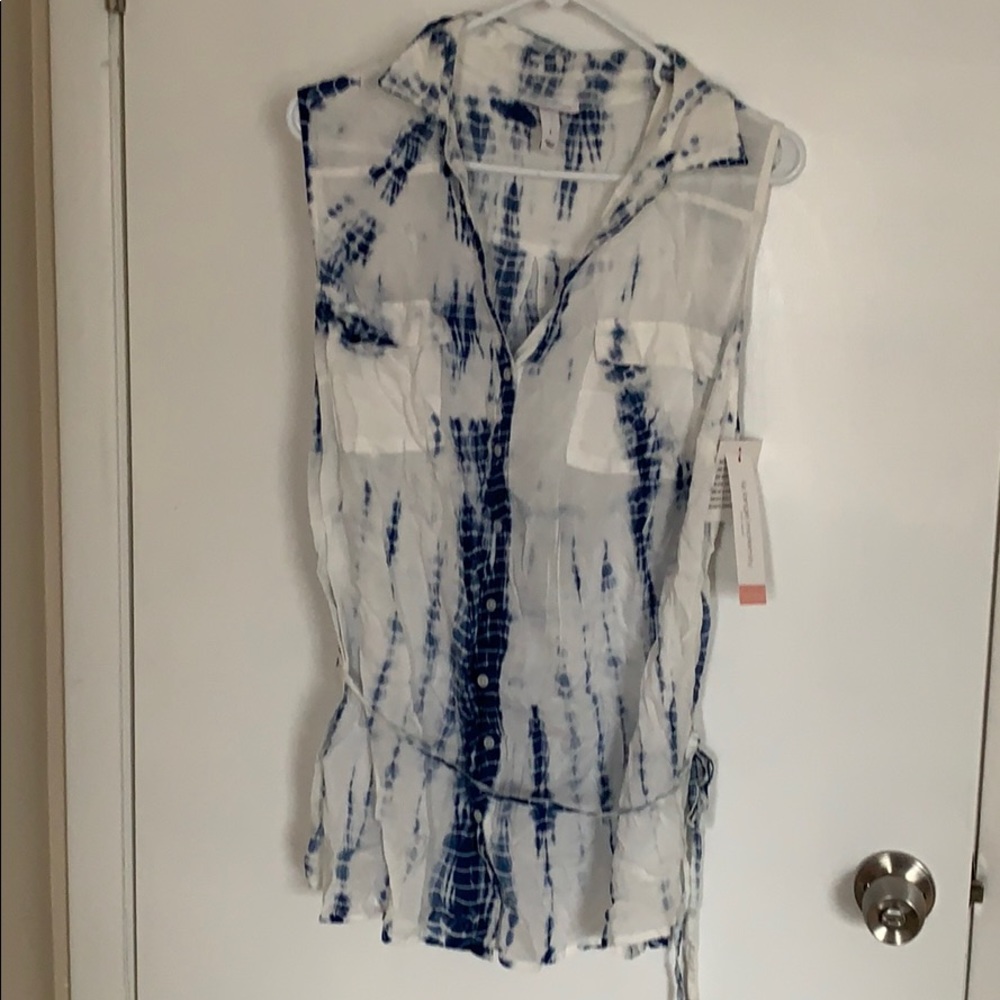 Maternity top tie dye blue pattern